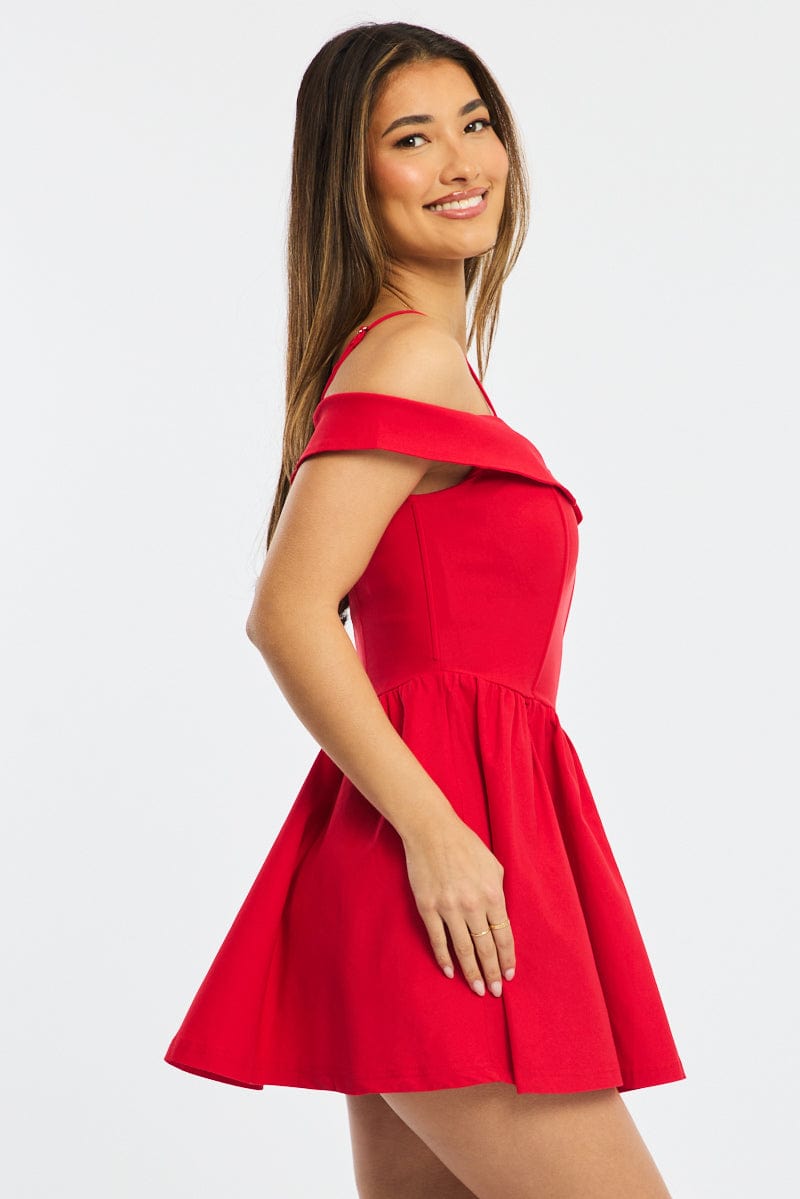 Red Fit And Flare Dress Mini