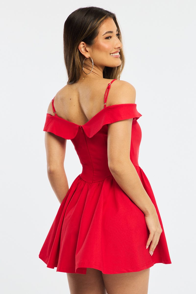 Red Fit And Flare Dress Mini