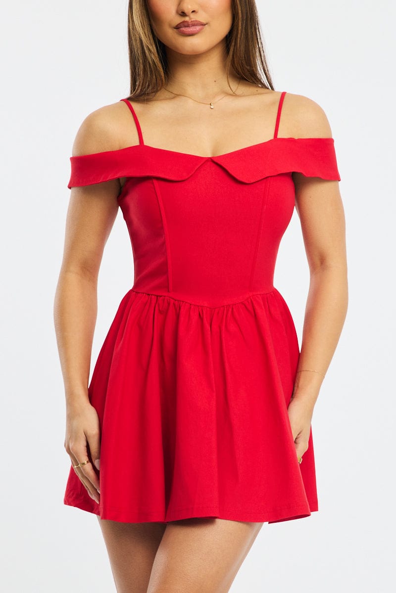 Red Fit And Flare Dress Mini