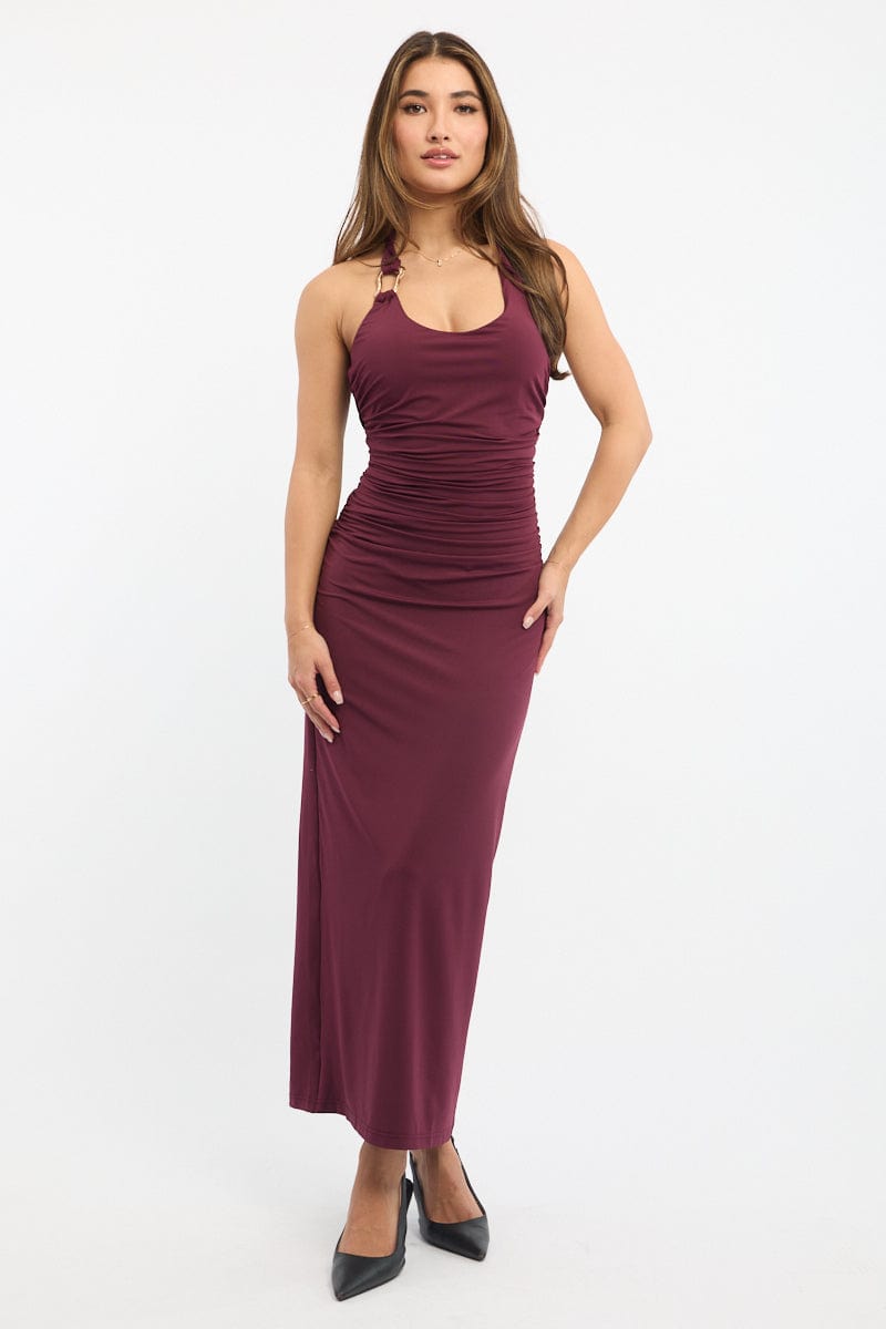 Red Bodycon Dress Halter Neck