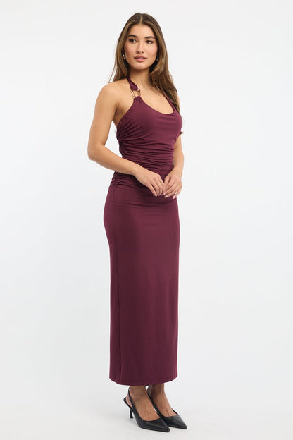 Red Bodycon Dress Halter Neck
