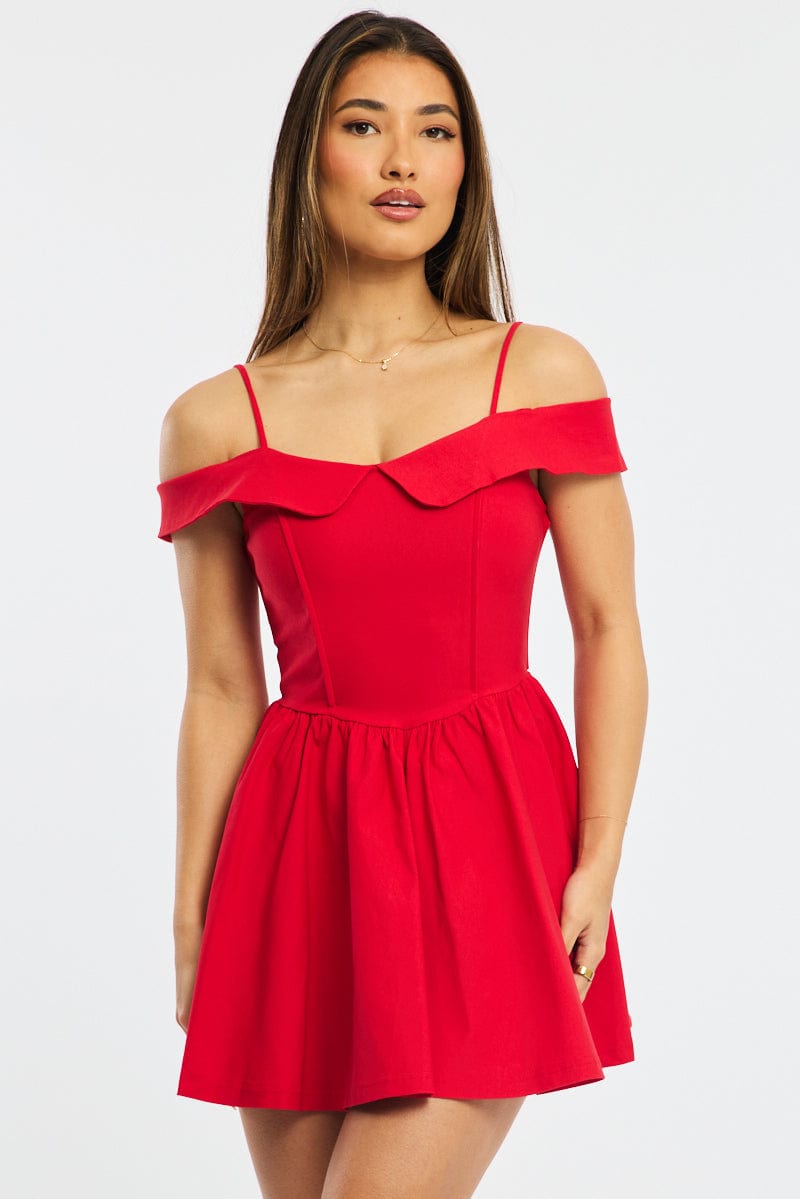 Red Fit And Flare Dress Mini